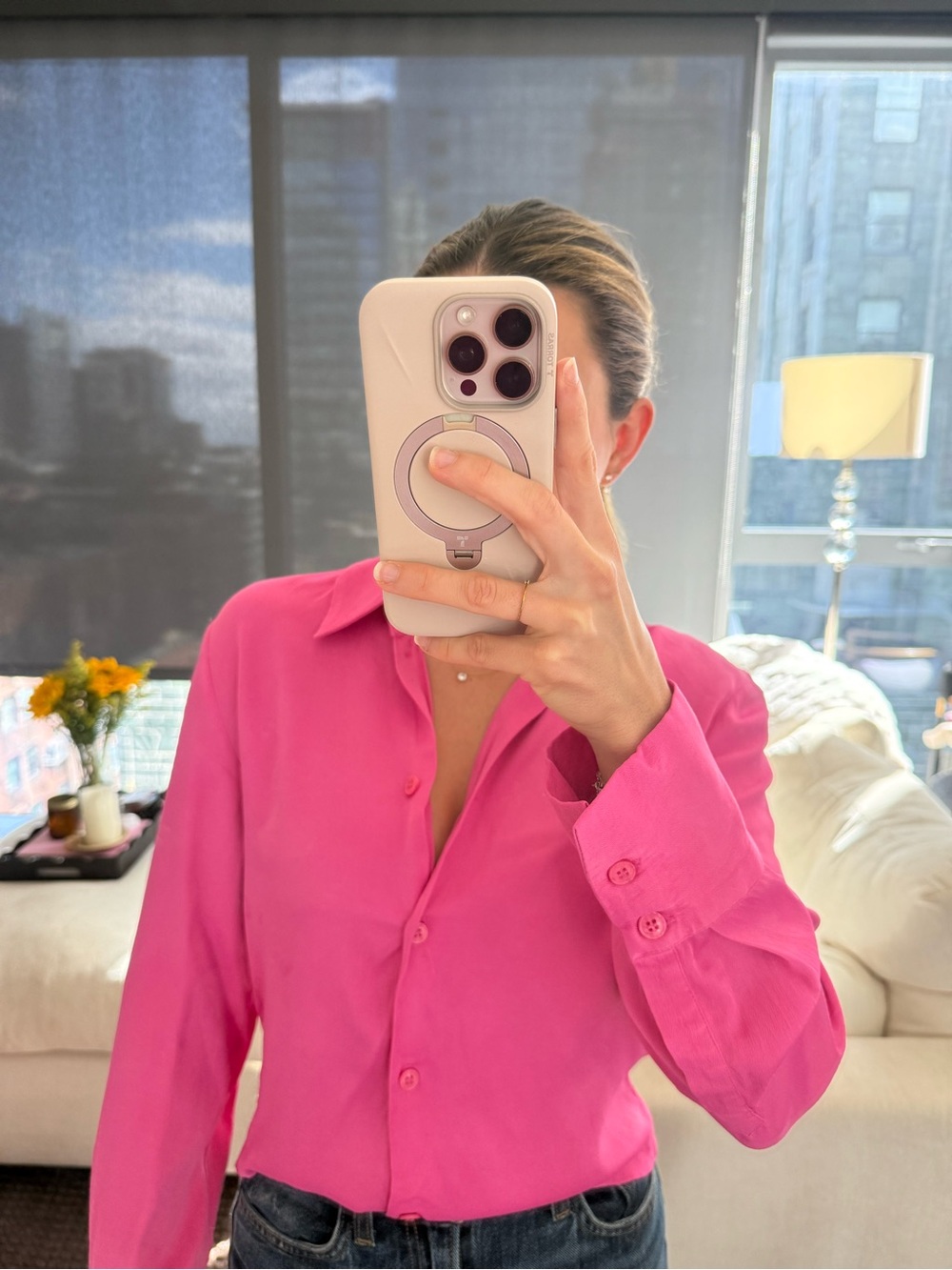 Zara Bright Pink Button-Down Shirt